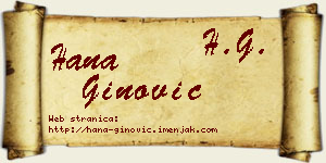 Hana Ginović vizit kartica